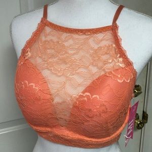 Coral lace high neck bralette